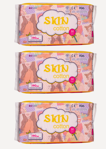 Изображение товара Набор из трех упаковок ежедневных прокладок SKIN COTTON, 90 шт