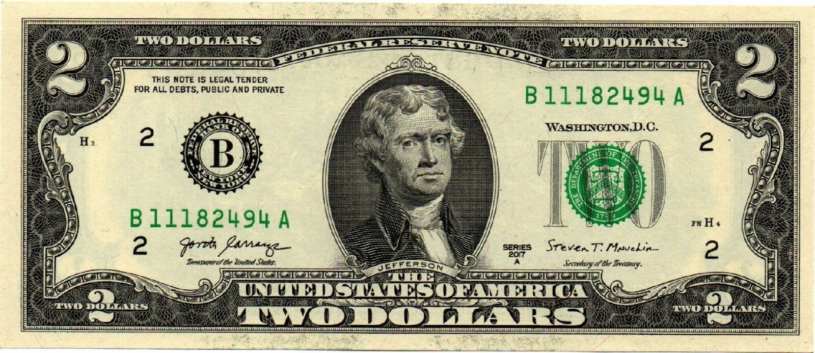 2 доллара 2017 год США 11182494 Н
