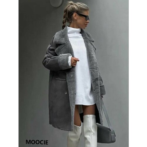 фото Пальто moocie, размер 50, темно-серый
