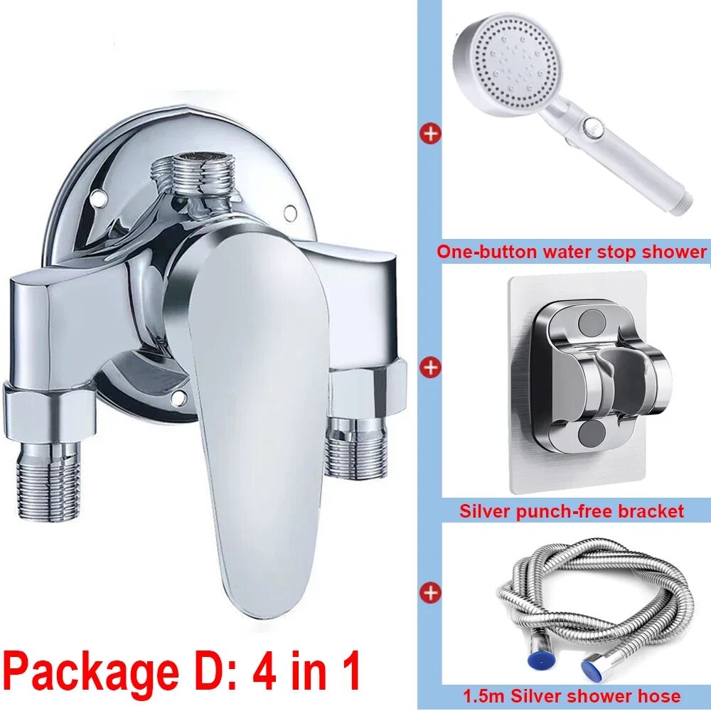 Смеситель для душа и ванны G1/2 хромированный Package D 4 in 1 G1/2