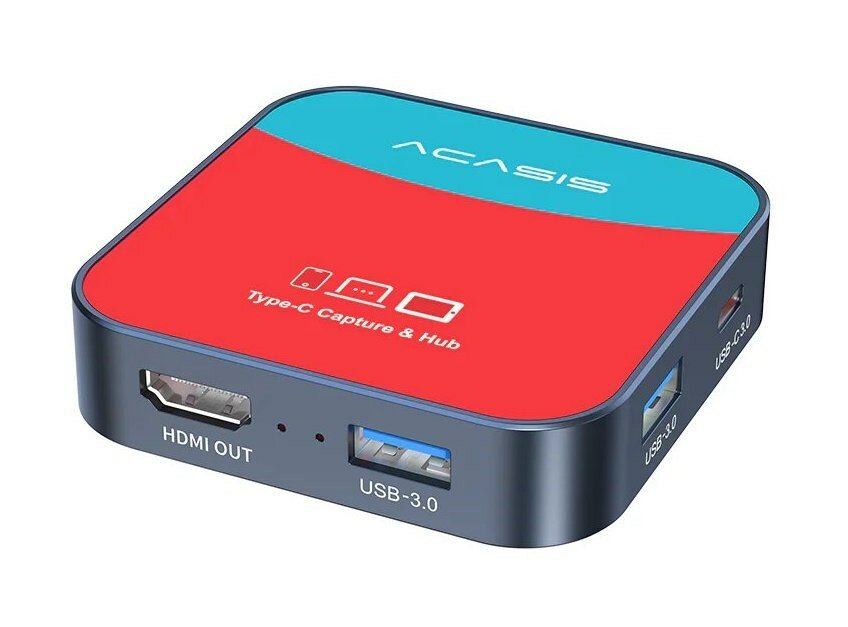 Плата видеозахвата ACASIS VC-003 Pro USB Type-C -> USB Type-C + HDMI (1080p@60Hz, 2xUSB 3.0, 1xType-C, Audio out, PD)