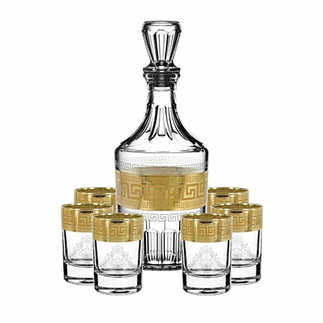 Набор: графин 500мл + 6 стопок 60мл с узором Барокко (золотая грань)