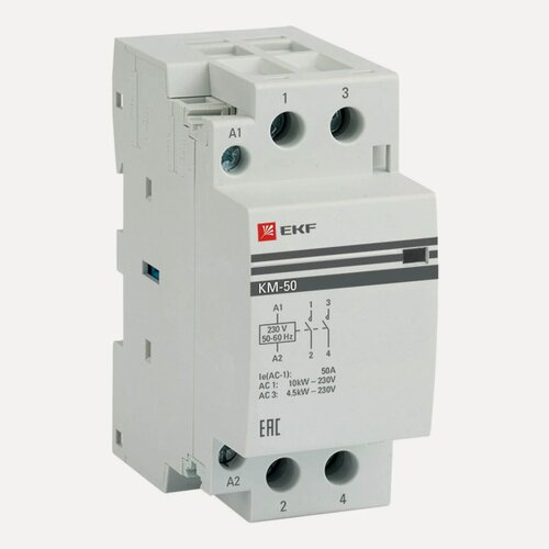 Изображение товара Контактор модульный КМ 50А 2NO 230В AC 2 модуля EKF PROxima km-2-50-20