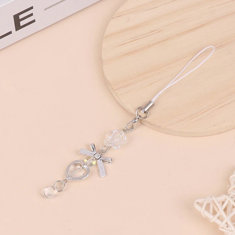 Подвеска для мобильного телефона в виде Банни в Интернете Y2k веревочная цепочка для сотового телефона подвеска ручной работы бусины для телефона подвески для милой девушки брелок для камеры IPhone White1