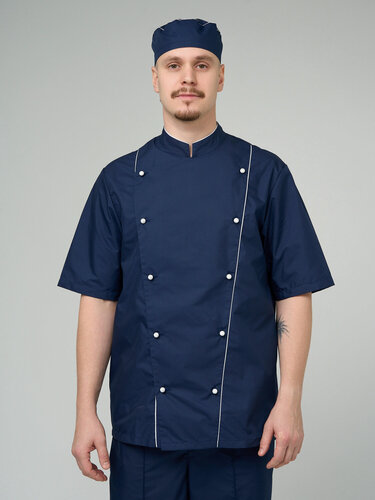 Изображение товара Костюм повара мужской вилан, синий/белый, размер 60-62, рост 170-176 см