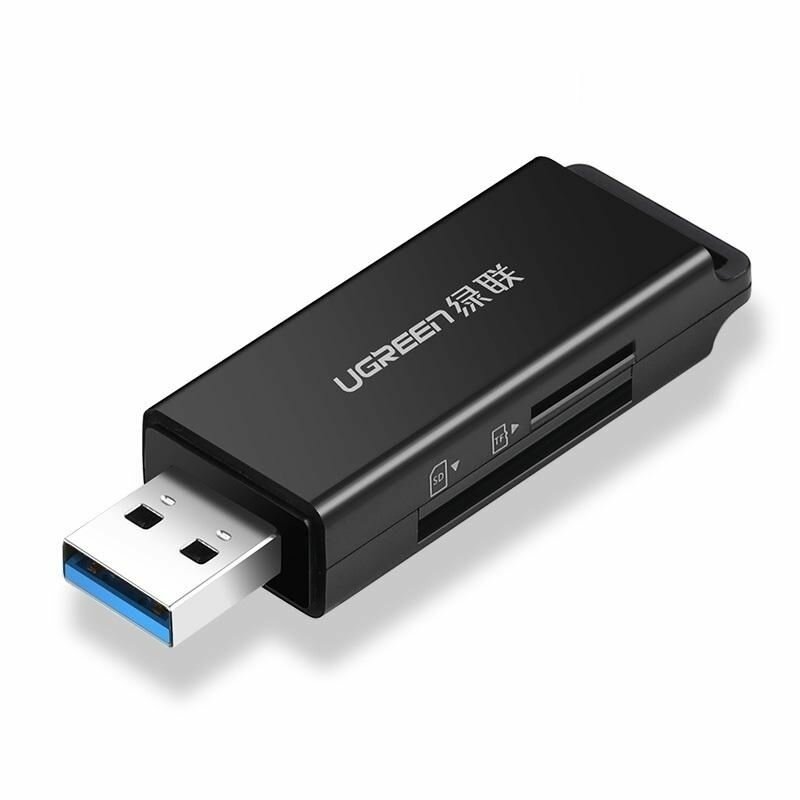 Картридер Ugreen "Dual", CM104, USB 3.0 to TF и SD, черный (40752_)