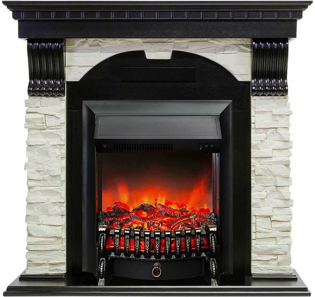 Камин электрический Royal Flame Dublin BL сланец белый с очагом Fobos (электрокамин)