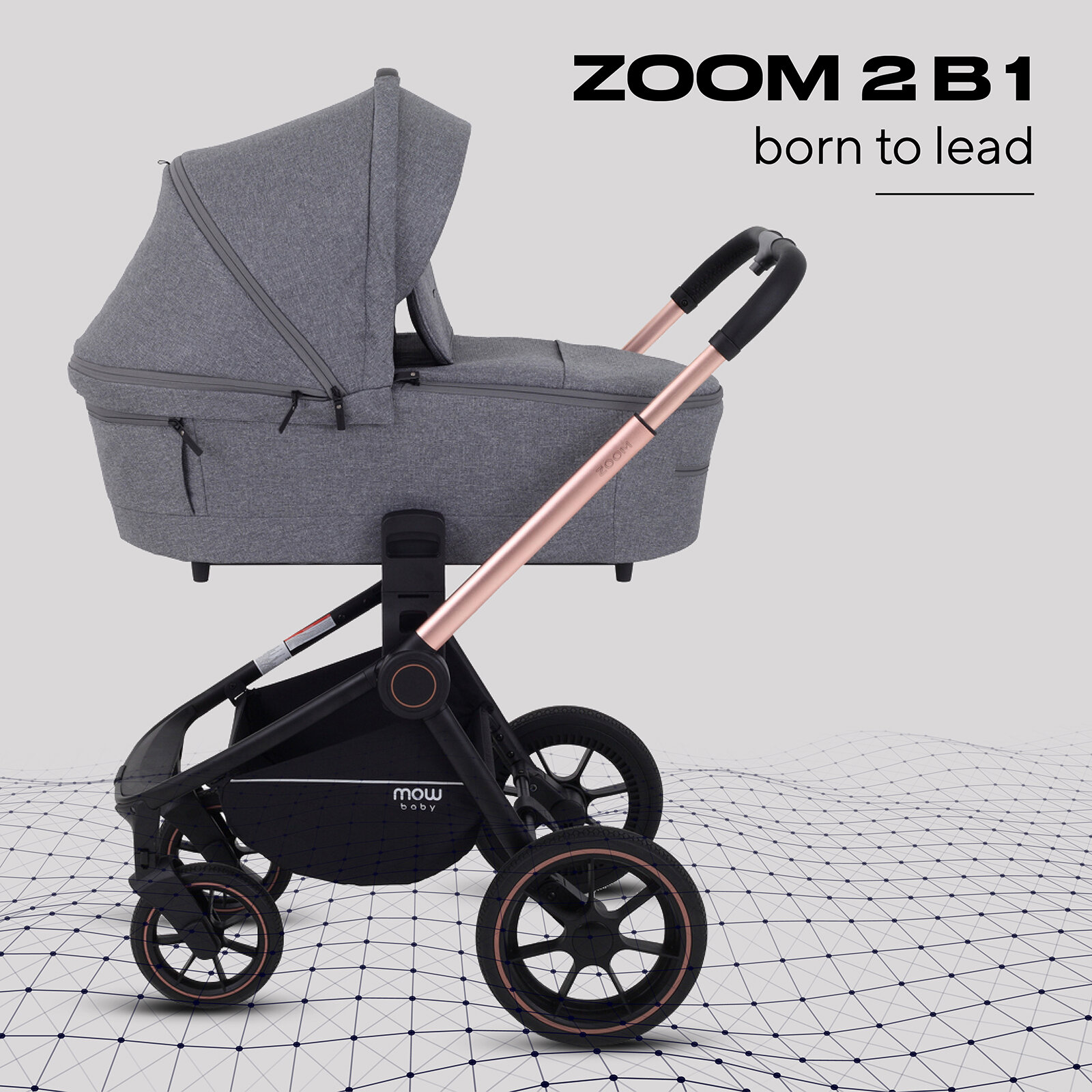 Коляска детская MOWBaby Zoom PU 2в1 RA086 Gold Grey