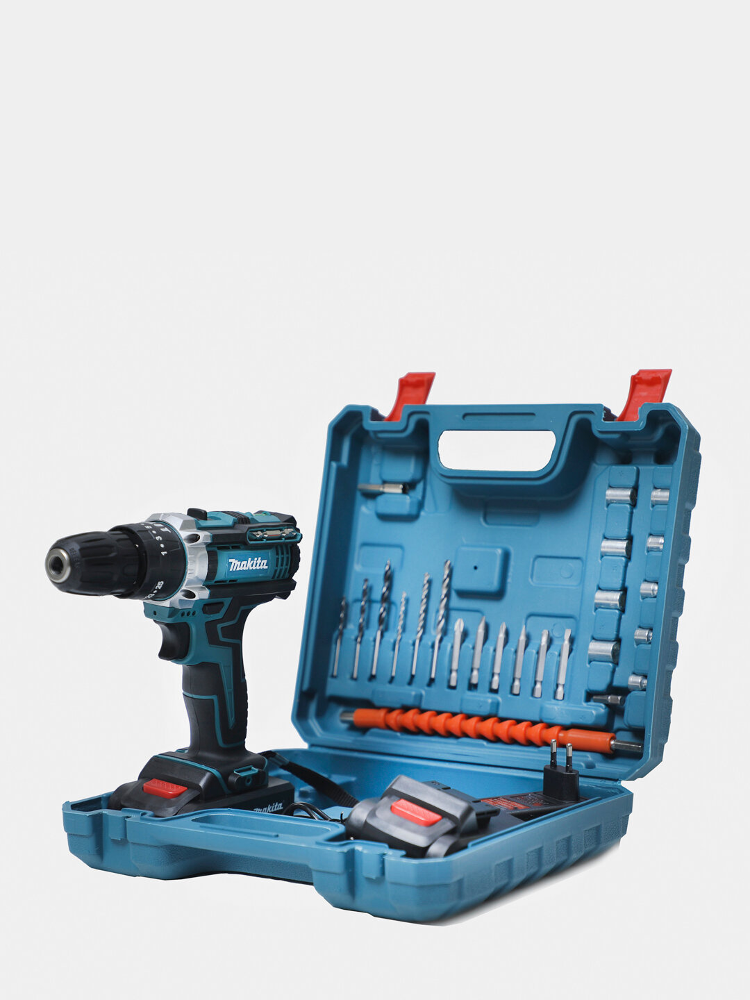 Шуруповерт "Ударный", 24 предмета, 48В, 2 аккумулятор, подсветка, кейс — фото 1