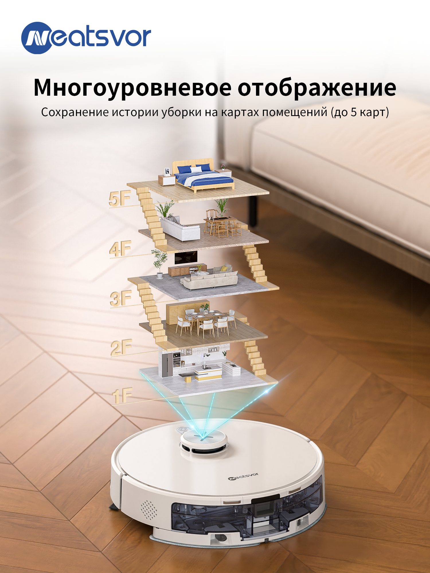Робот пылесос со станцией самоочистки Neatsvor S700 RU, Белый — фото 1