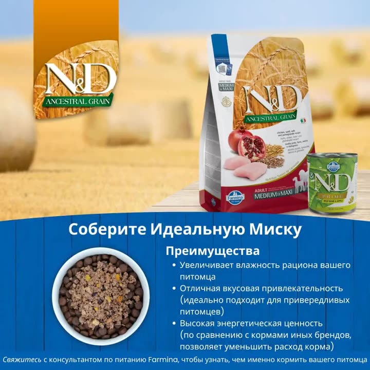 Farmina N&D Ancestral Grain Н&Д Низкозерновой Для взрослых собак Медиум Макси 2,5 КГ Курица, спельта, овес и гранат — фото 1