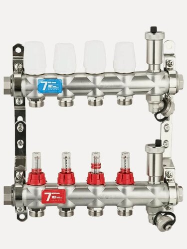 Изображение товара Группа коллекторов с расходомерами VIEIR VR116-04A 04 выхода нержавеющая сталь, без кранов