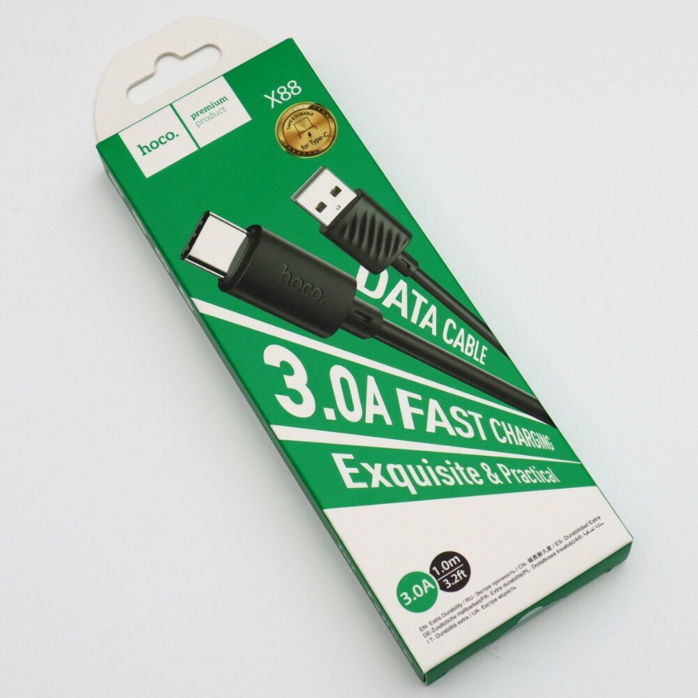 Кабель USB - Type-C (Am-Cm) Hoco X88, 3А, длина 1м, цвет черный — фото 1