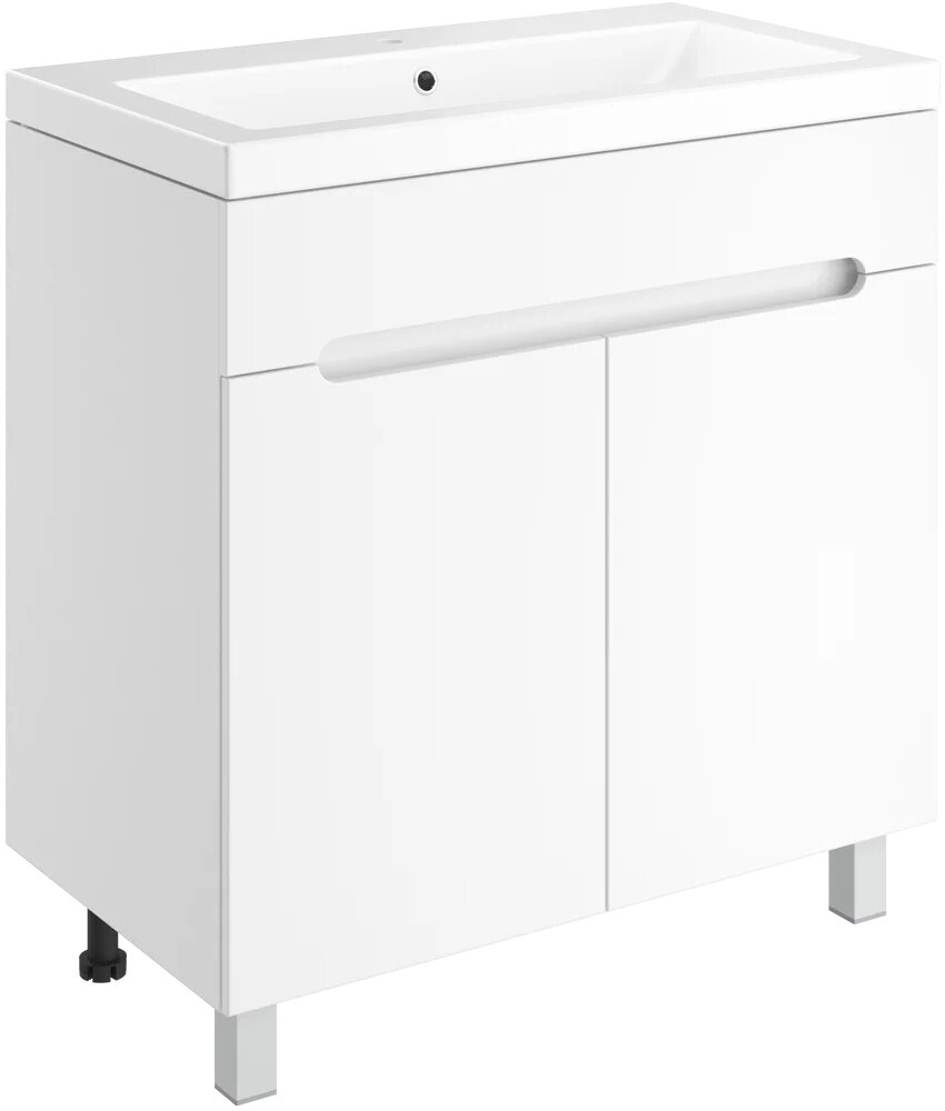 Тумба с раковиной DIWO Коломна 80 напольная 80 см из МДФ из фарфора белая прямоугольная в современном стиле