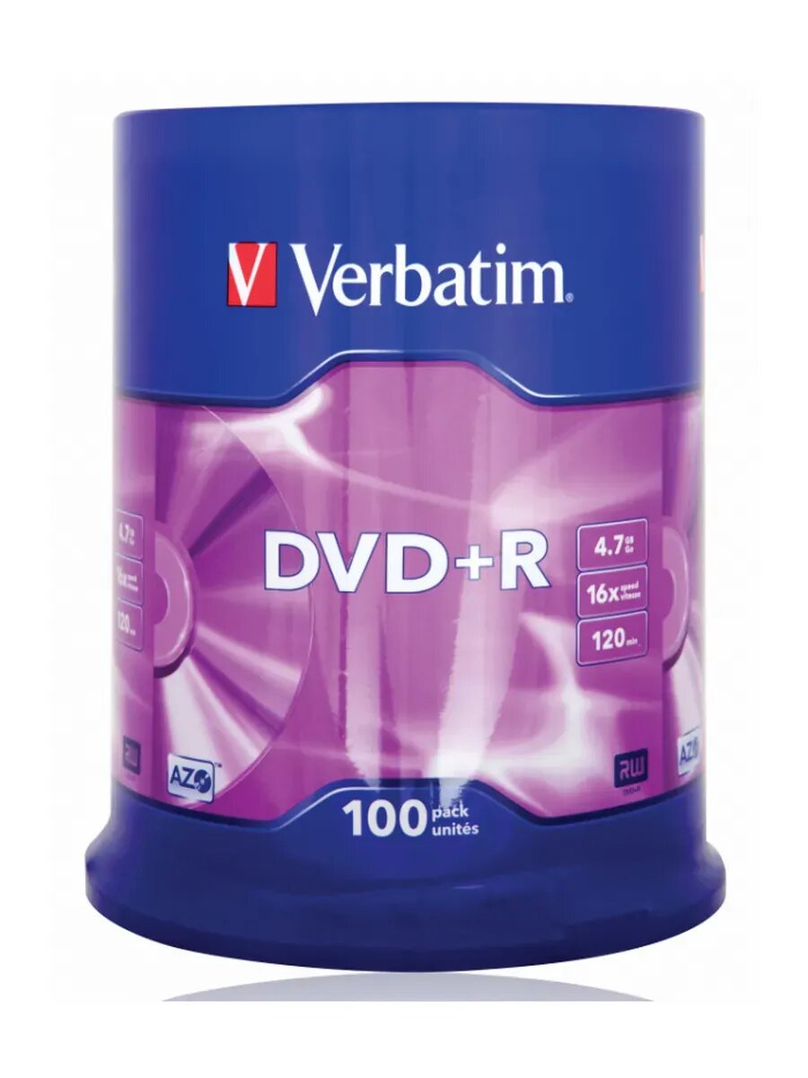 Диск DVD+R 4.7Gb 16x Cake Box (100шт) (43551) — фото 1