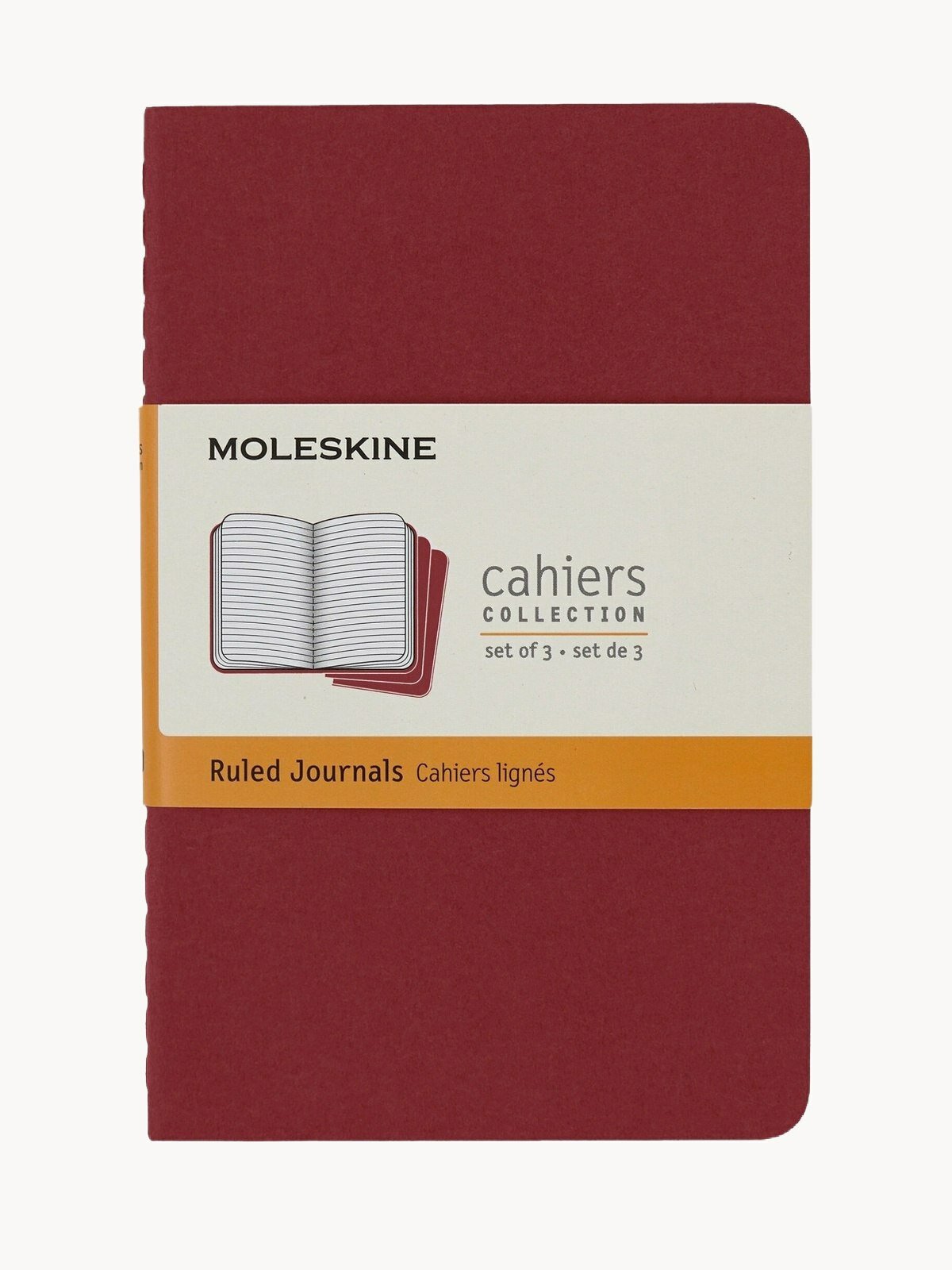 Набор блокнотов Moleskine Cahier Journals CH111 Pocket 90x140мм, обложка картон, 64стр, линейка, клюквенный (3шт)
