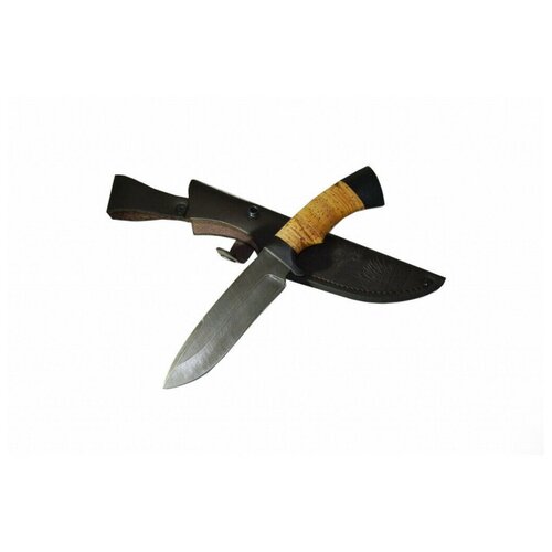 фото Нож скиф, дамасская сталь, береста и черное дерево семина е.п.