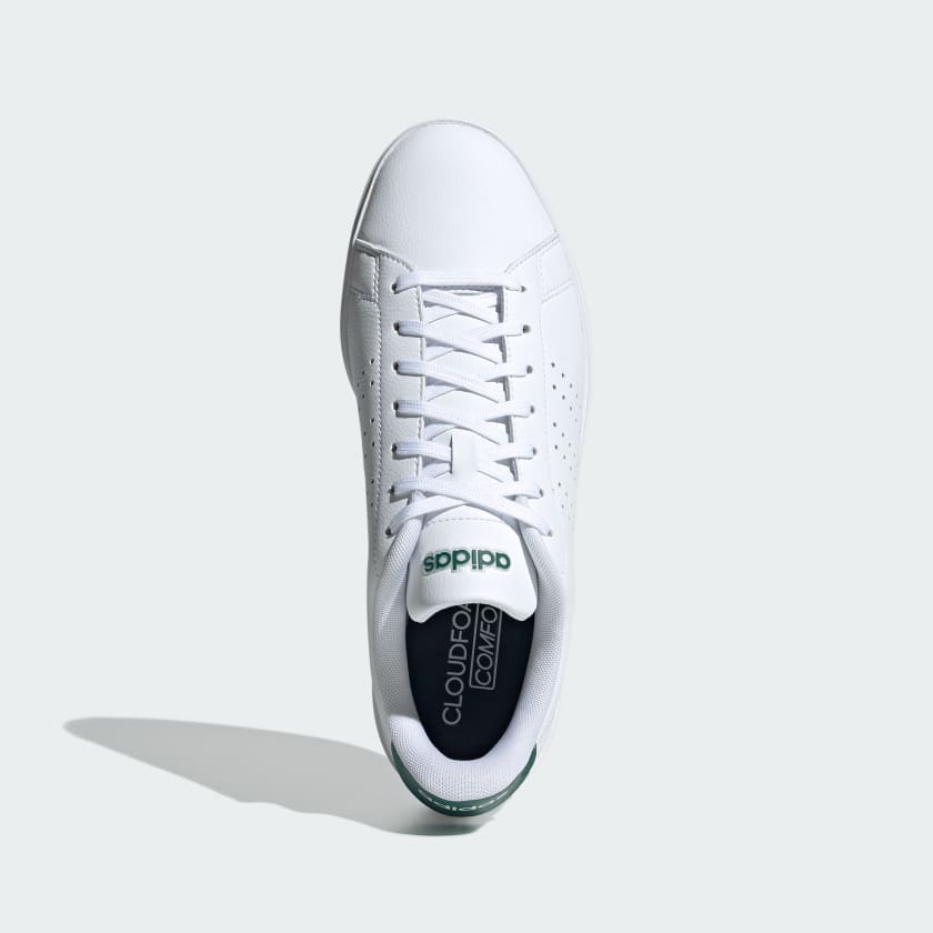 Кеды adidas Tenis Advantage 2.0, размер 8,5 UK, Cloud White / Core Black / Collegiate Green — фото 1