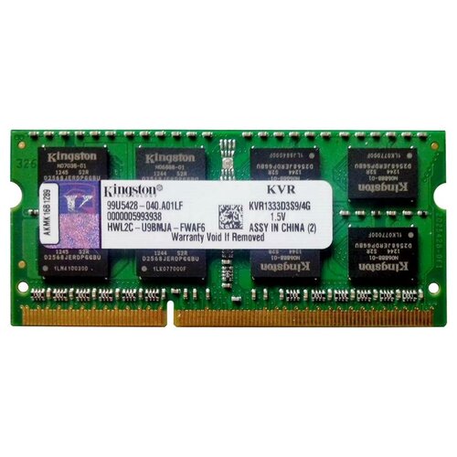 Оперативная память Kingston ValueRAM 4 ГБ DDR3 1333 МГц SODIMM CL9 KVR1333D3S9/4G оперативная память kingston valueram 4 гб ddr3 1333 мгц dimm cl9 kvr13n9s8 4