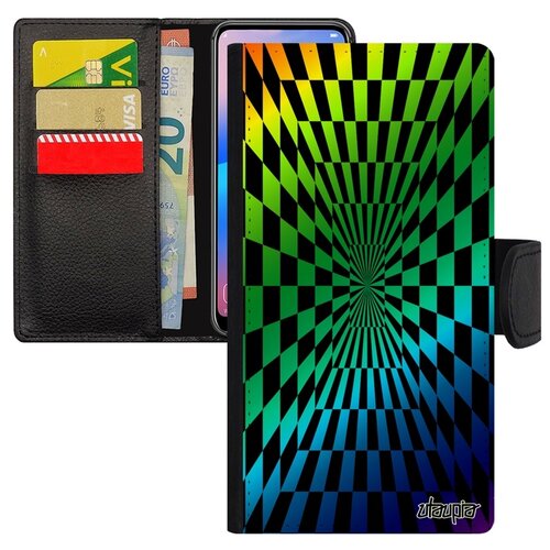 фото Чехол-книжка на мобильный xiaomi mi 8, "иллюзия шахмат" эффект графический utaupia