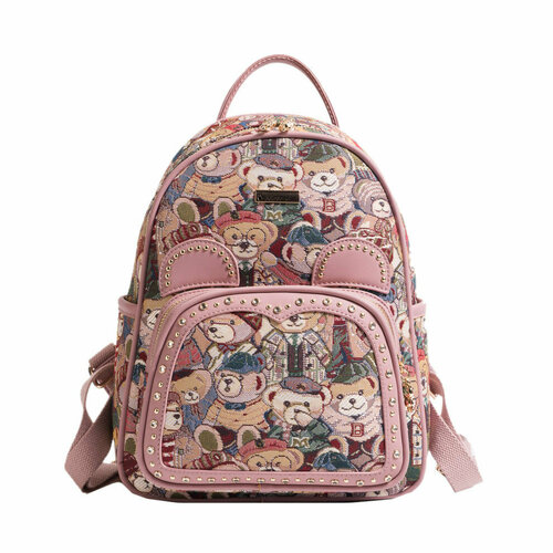 фото Рюкзак женский beibaobao темно-синий экокожа рисунок медведь не большой