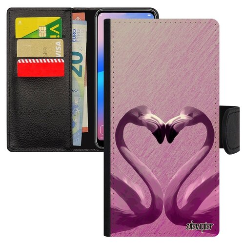 фото Чехол книжка на мобильный galaxy a40, "фламинго" сердце пара utaupia