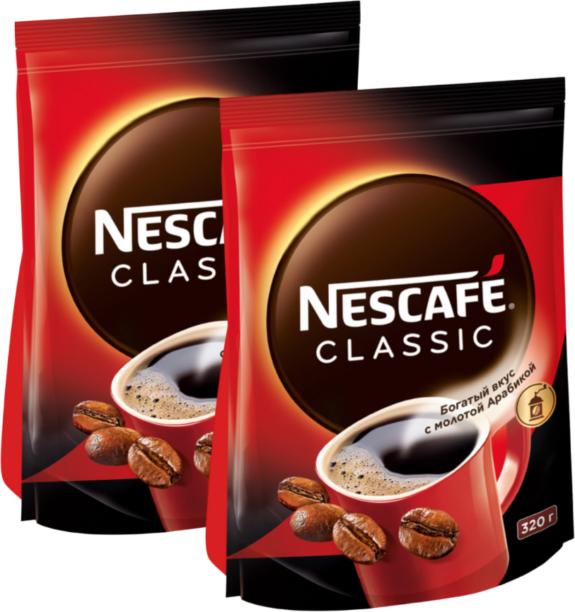 Кофе растворимый Nescafe Classic 320 грамм пакет 2 штуки