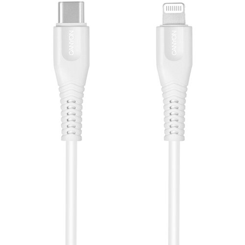 Кабель Canyon MFI-4, USB-C to Lightning, для зарядки и передачи данных, 1,2 м, MFI, Белый, CNS-MFIC4W кабель canyon mfi 1 lighting usb 2 4 а чип mfi сертифицирован apple 1 м черный комплект из 2 шт