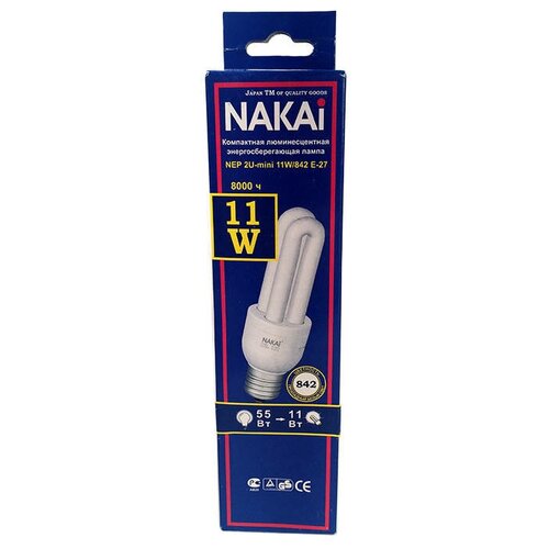 Лампа люминесцентная Nakai NEP 2U-mini, E27, 11 Вт, 842 К