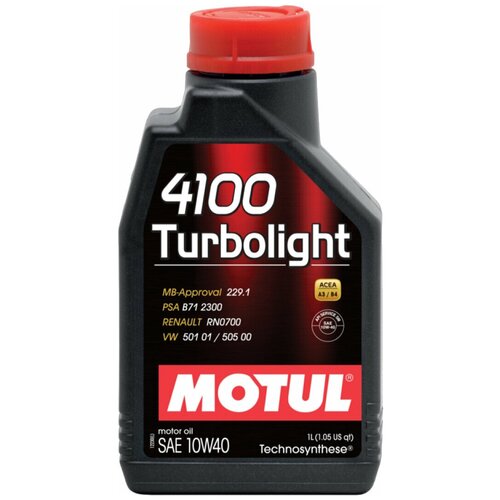 Моторное масло MOTUL 4100 Turbolight 10W-40, полусинтетическое, 1л ( 100348,102774,108644)