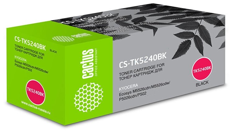 Тонер-картридж Cactus CS-TK5240BK для Kyocera Ecosys M5526cdn/M5526cdw/P5026cdn/P5026cdw, черный 4000стр.