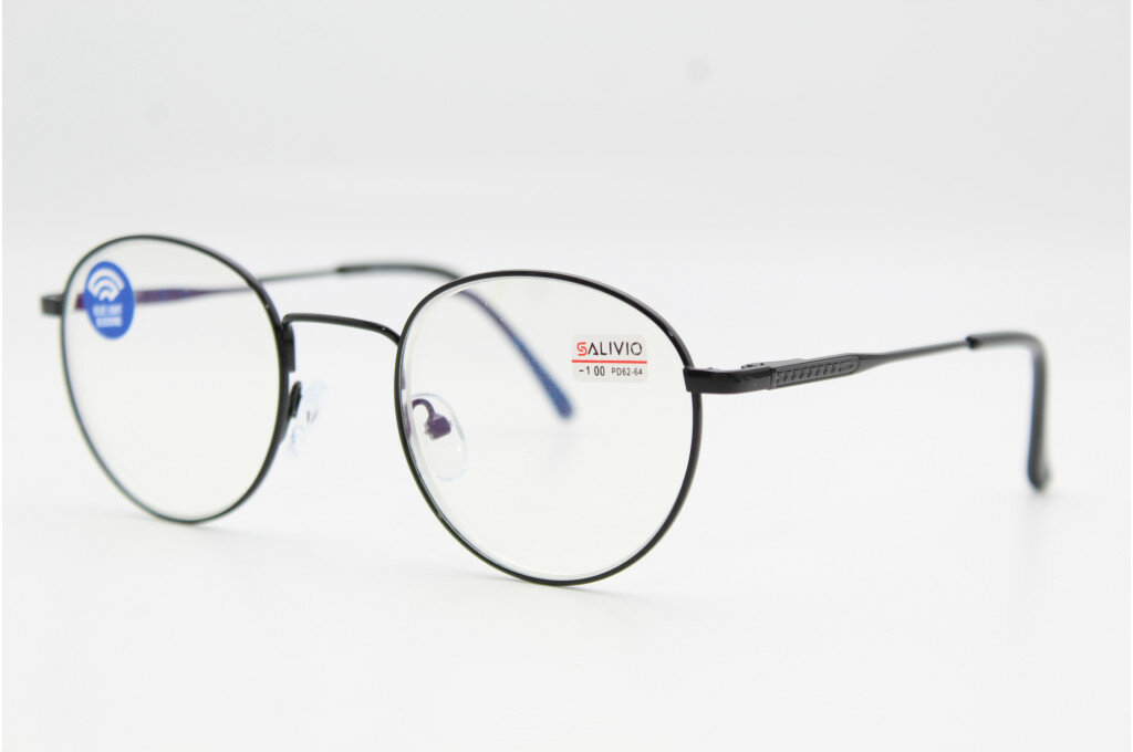 Готовые очки для зрения с флекс дужками и покрытием "Blue Blocker" (черные)