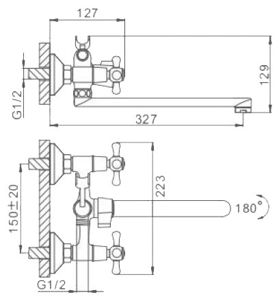 Смеситель для ванны FRAP H732 F22732-B - фотография № 3