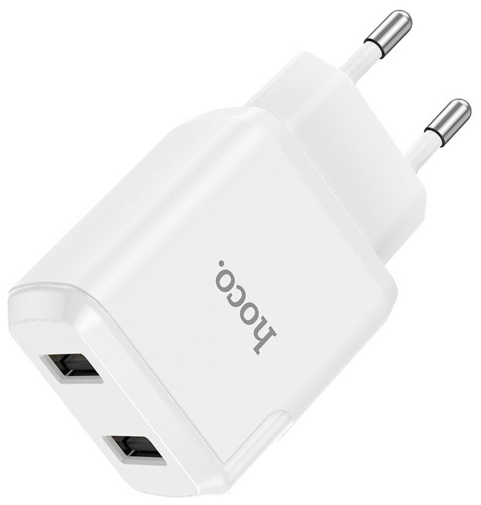 Сетевое зарядное устройство (СЗУ) Hoco N7 Speedy (2 USB) + кабель Lightning, 2.1 А, белый