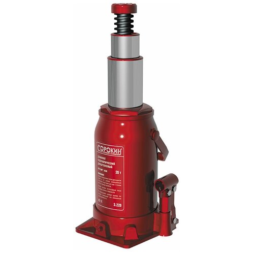 Домкрат бутылочный гидравлический СОРОКИН 3220 красный 20 т 4499₽