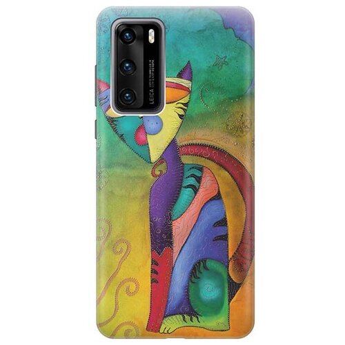 фото Чехол - накладка artcolor для huawei p40 с принтом "разноцветный котик" re:pa