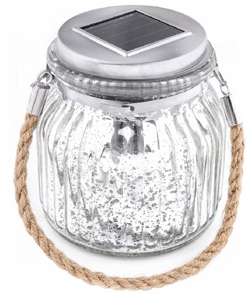 Фонарь садовый Uniel, Silver Jar USL-M-211/GN120, на солнечной батарее, подвесной, стекло, 11х11 см, белый свет