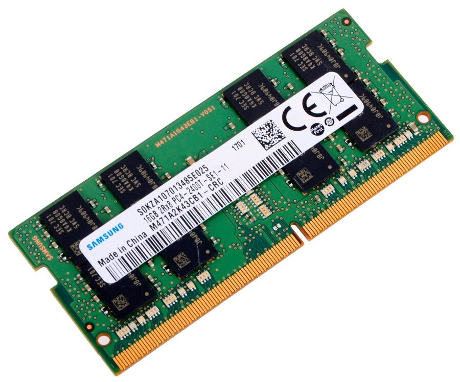 Оперативная память Samsung 16 ГБ DDR4 2400 МГц SODIMM CL17 M471A2K43CB1-CRC