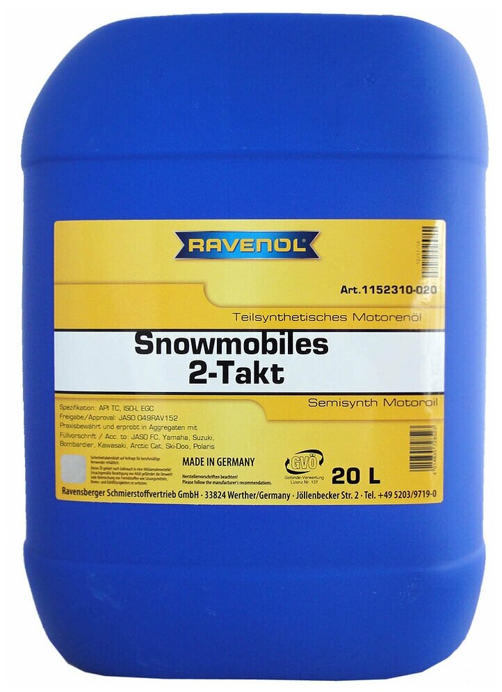 RAVENOL 4014835779921 20L 2- Snowmobiles Teilsynth. 2-Takt ecobox (10009100150821012335112,) Масло для Такт снегоходов германия