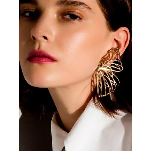 Серьги пусеты Mersada, размер 60 мм, золотой