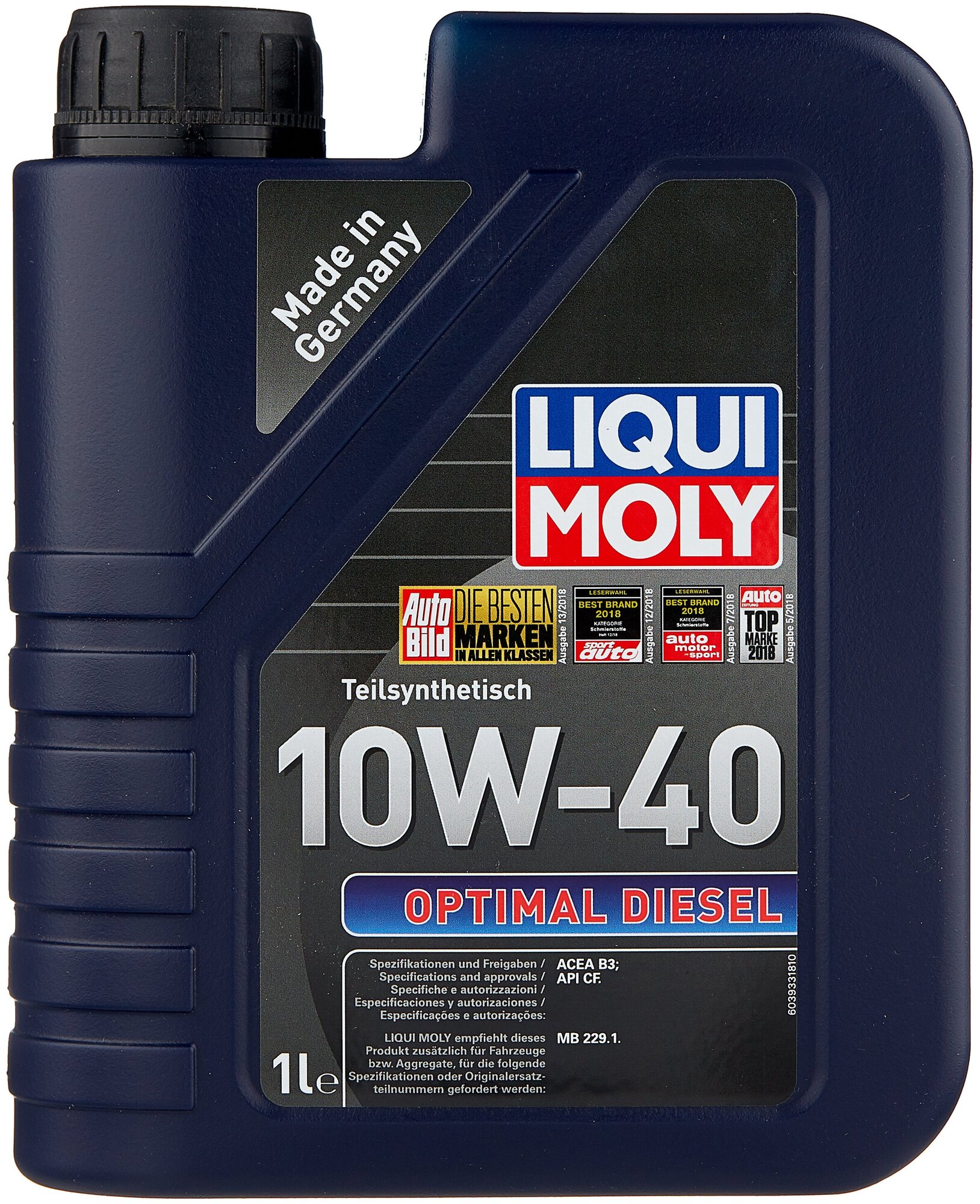 Масло моторное 10w40 liqui moly 1л полусинтетика optimal diesel, liqui moly, 3933