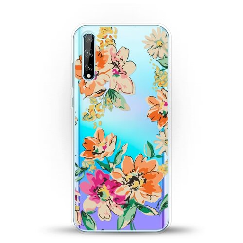 фото Силиконовый чехол цветы оранжевые на huawei y8p andy & paul