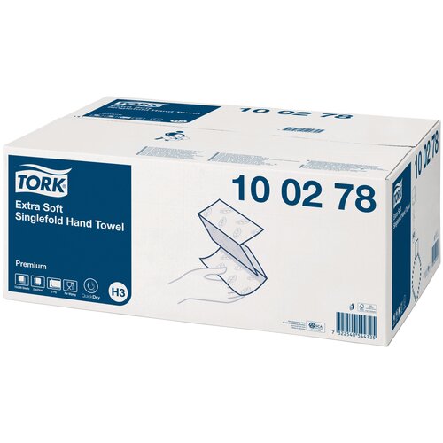 Бумажные полотенца для диспенсеров TORK Premium H3 ZZ-сложения 2-слойные 15 пачек по 200 листов (артикул производителя 100278)