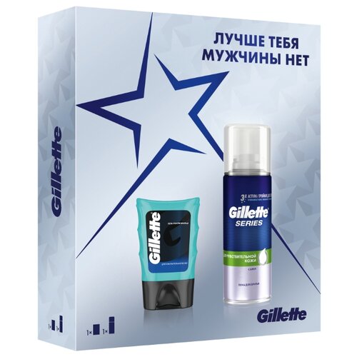 фото Набор series sensitive подарочный (пена для бритья 100 мл + гель после бритья 75 мл) gillette