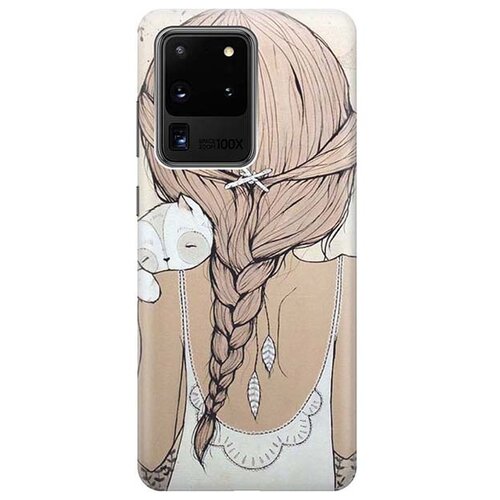 фото Чехол - накладка artcolor для samsung galaxy s20 ultra с принтом "девочка в обнимку с котом" re:pa