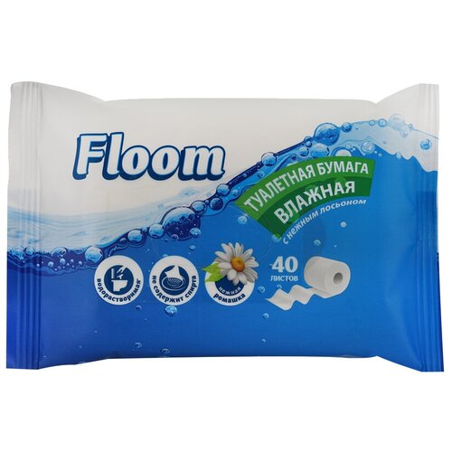 Влажная туалетная бумага Floom Нежная ромашка 40 лист.