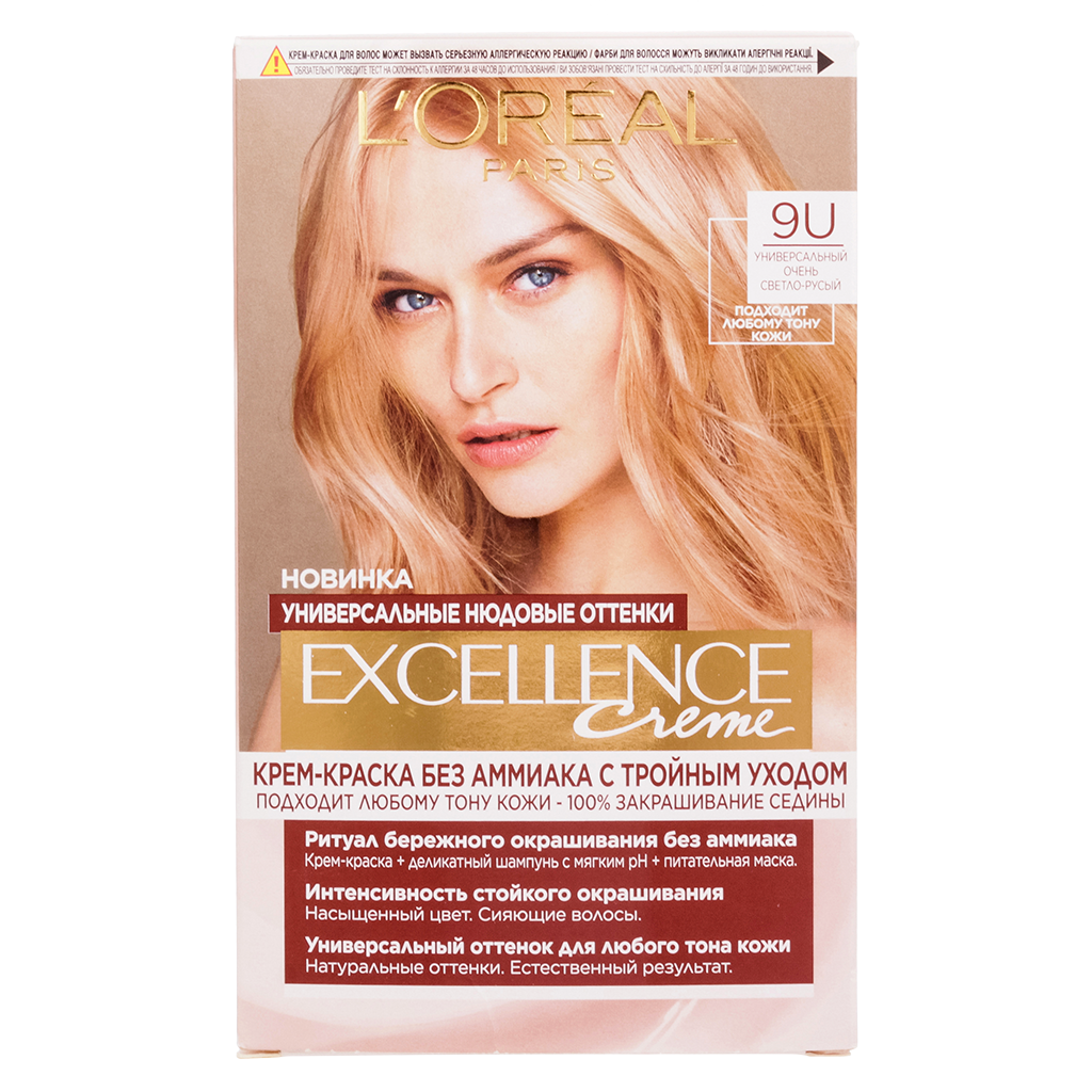 Loreal Paris Крем-краска для волос Excellence Creme Nudes 9U универсальный очень светло-русый 1 шт