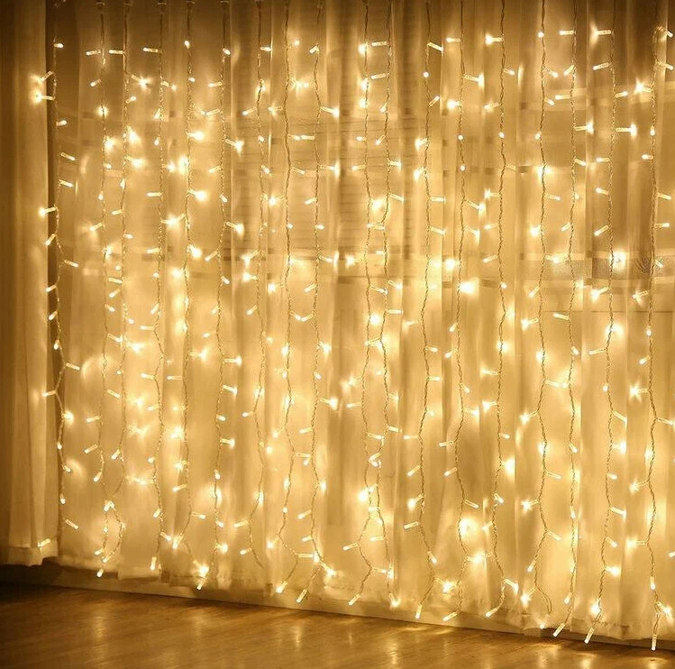 Светодиодная гирлянда занавес, 1,5х1,5 метра, 160 LED, 8 режимов, тёплый белый — фото 1