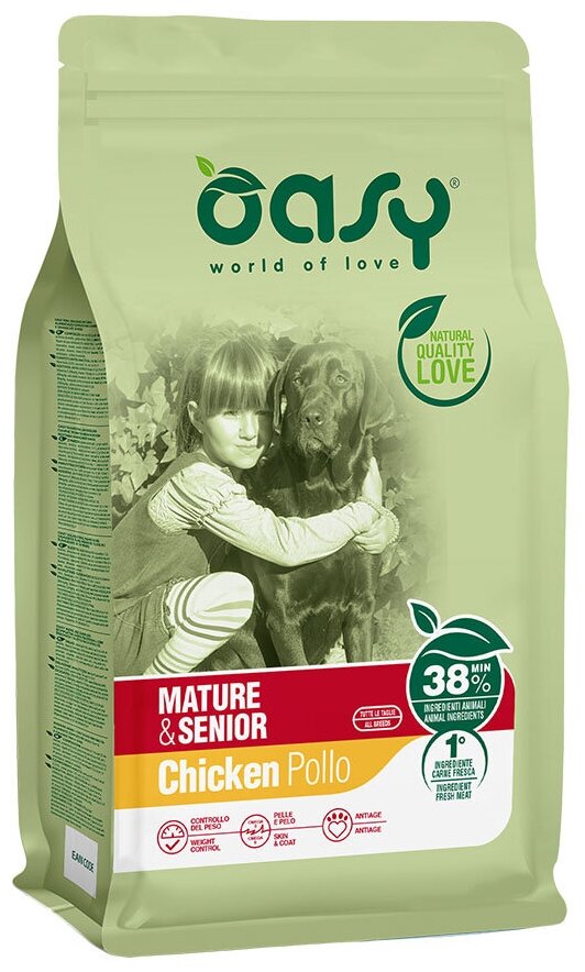 Oasy Dry Dog Marure and Senior сухой корм для взрослых собак старше 6 лет с курицей - 3 кг