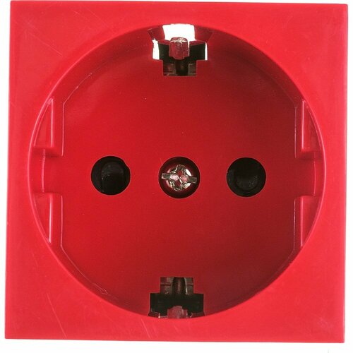 Розетка Экопласт с заземляющим контактом, со шторками, красный LK45 851107-1 16068805
